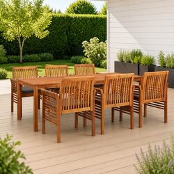 Friendly 7 Piece Outdoor Dining Set with Brown Acacia