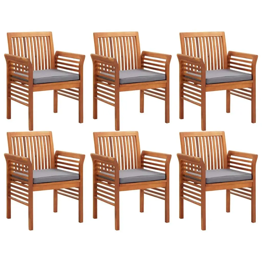 7 Piece Outdoor Dining Set Solid Wood Acacia Brown Table Chairs with Cushions