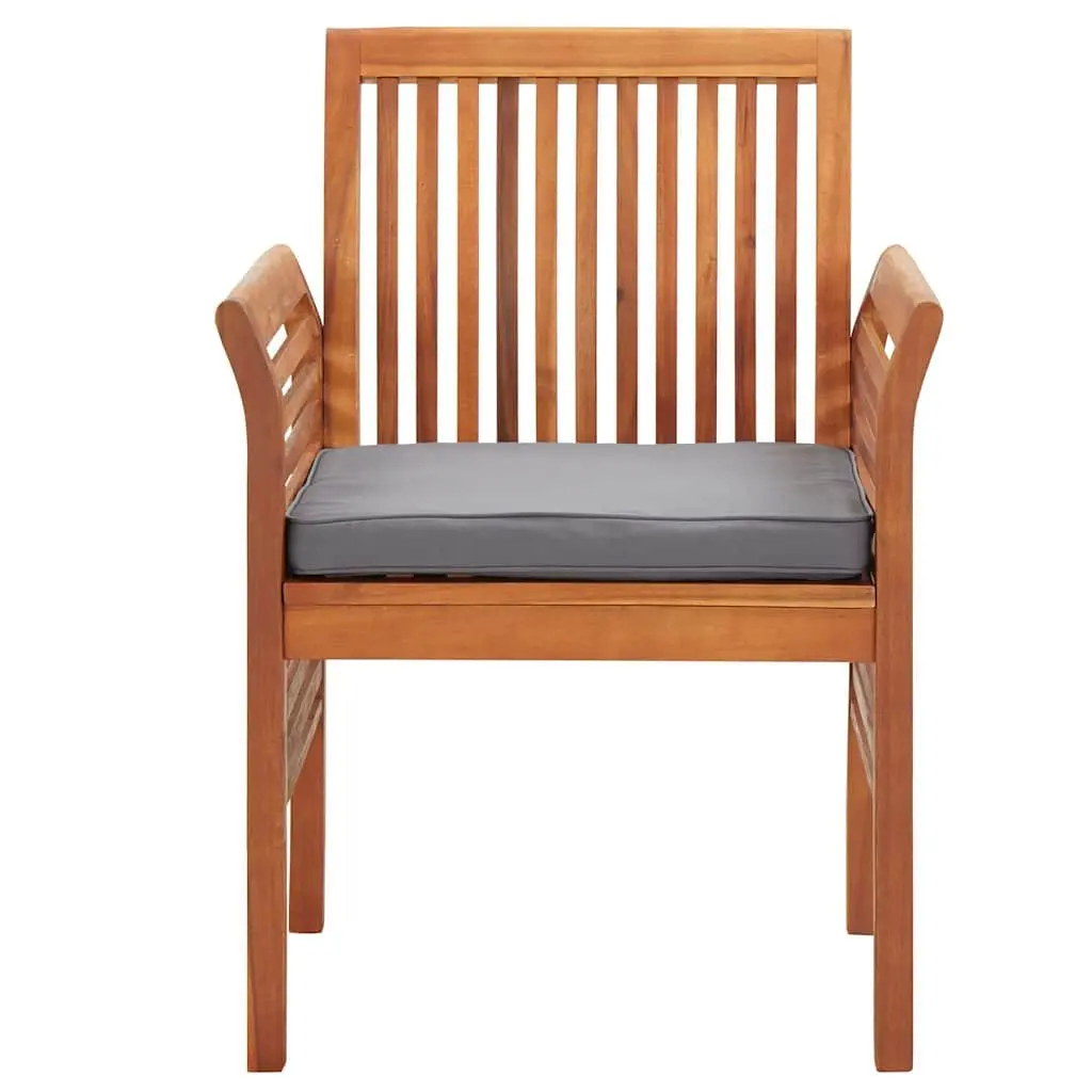 7 Piece Outdoor Dining Set Solid Wood Acacia Brown Table Chairs with Cushions