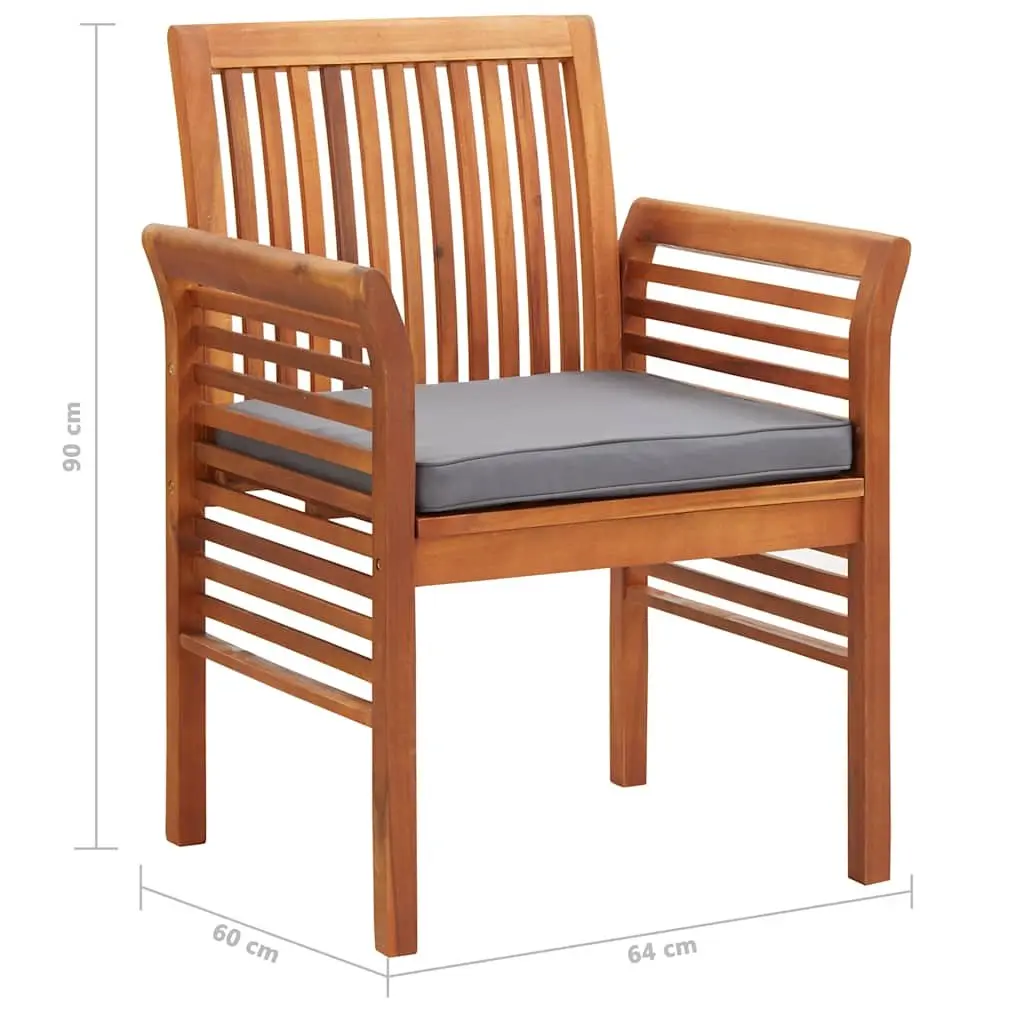 7 Piece Outdoor Dining Set Solid Wood Acacia Brown Table Chairs with Cushions
