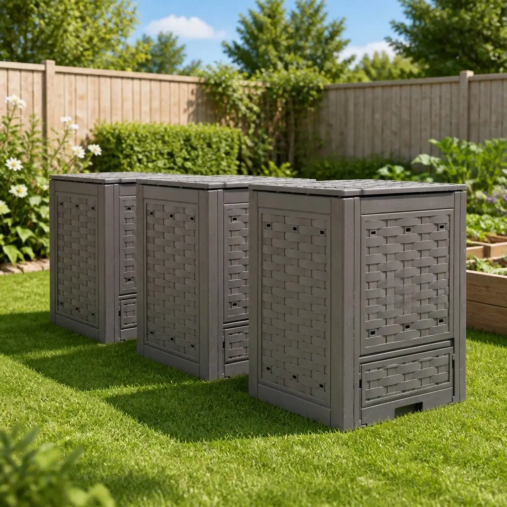 3-Piece Garden Composters for Organic Waste