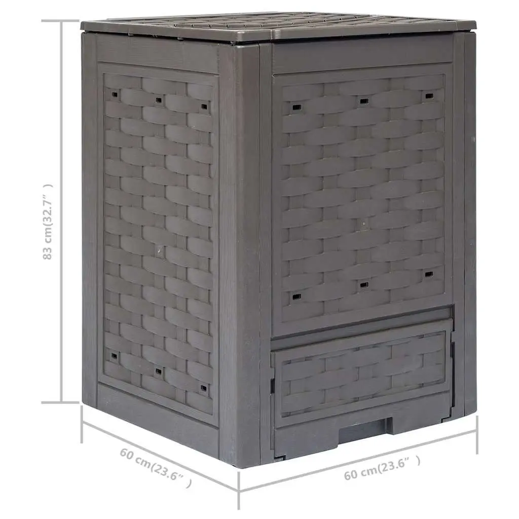 Garden Composters Rattan Look Brown 60x60x83 cm 3 Piece