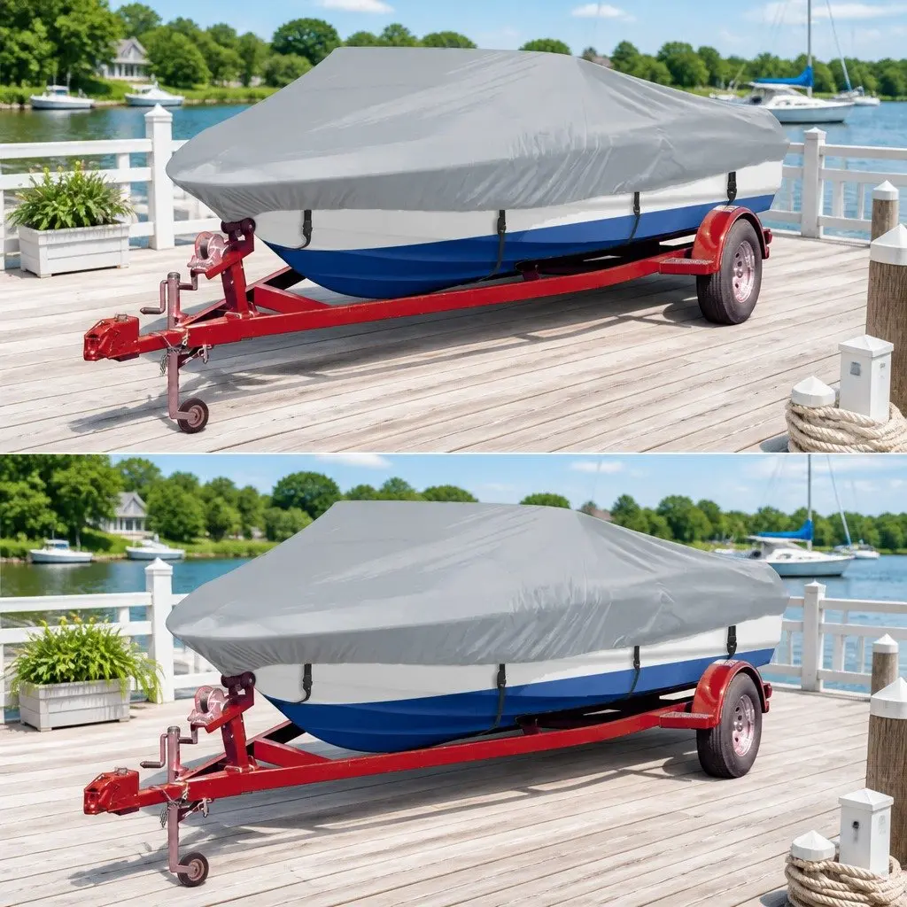 Boat Storage Cover Grey 2 Pieces Heavy Duty Protection Mooring Waterproof