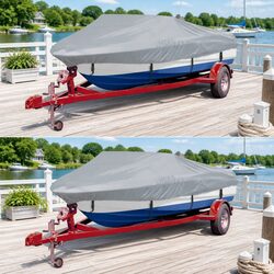 Boat Storage Cover Grey 2 Pieces Heavy Duty Protection Mooring Waterproof