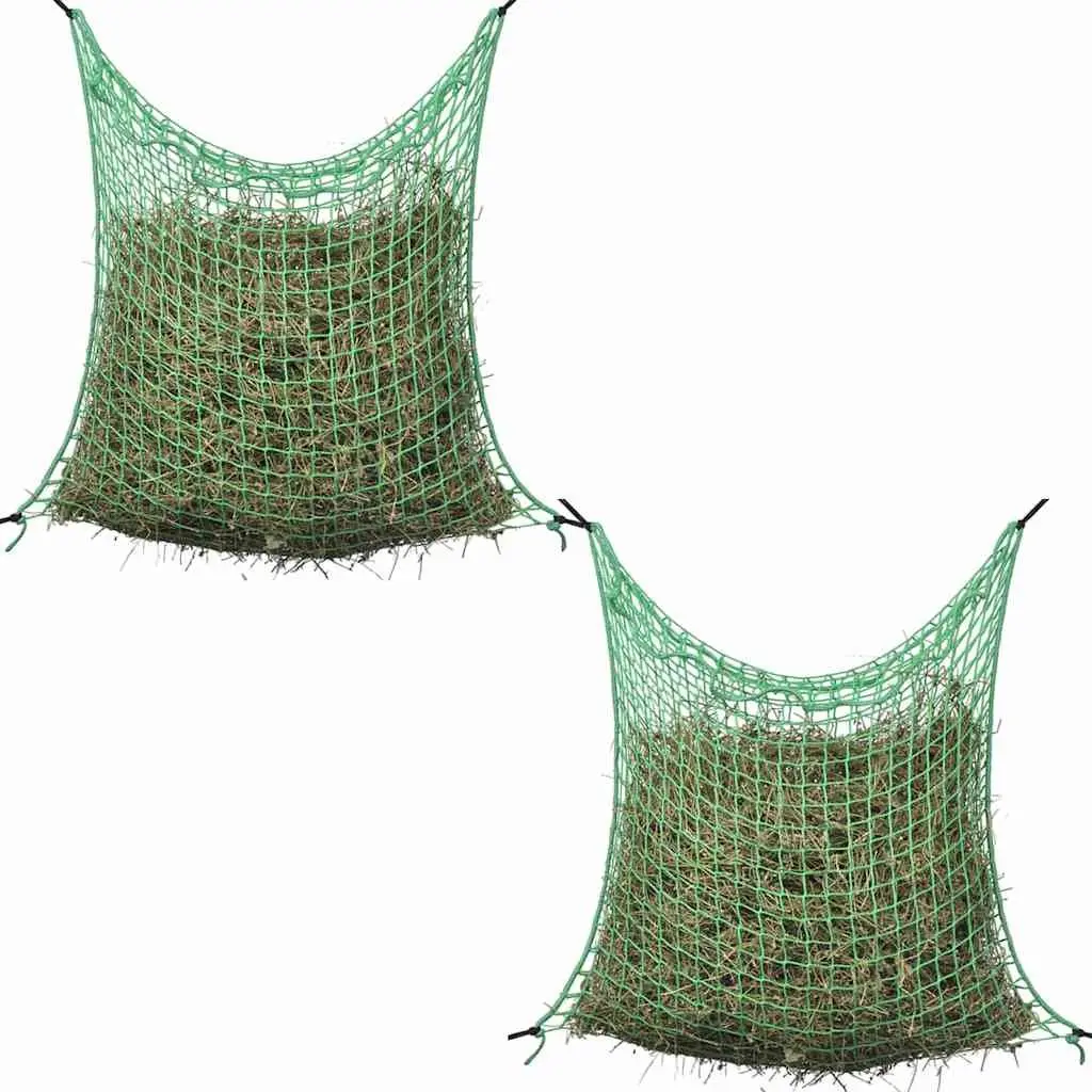 Hay Nets 4 pcs Square 0.9x1 m PP Green Mesh Horse Feeding Slow Eating Livestock