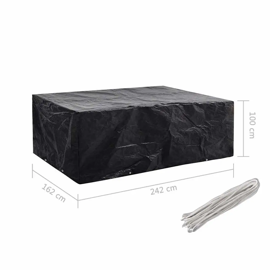 Garden Furniture Covers Black Outdoor Protective 2 Piece 242 x 162 x 100 cm
