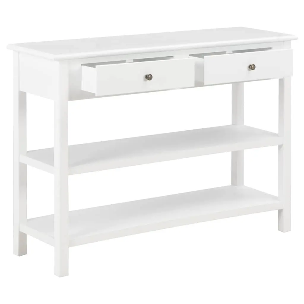 Sideboard White Storage Cabinet 2 Drawers 2 Shelves 110 x 35 x 80 cm