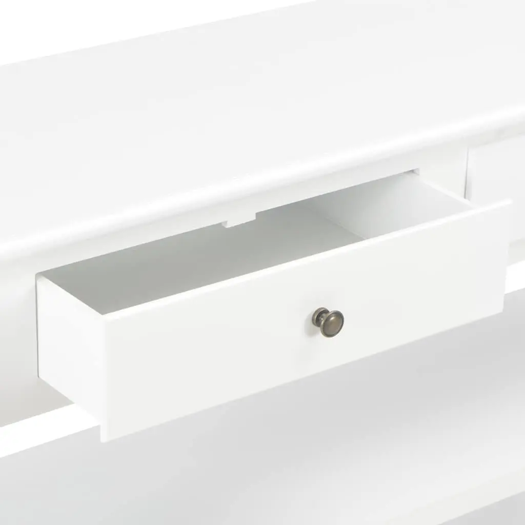Sideboard White Storage Cabinet 2 Drawers 2 Shelves 110 x 35 x 80 cm