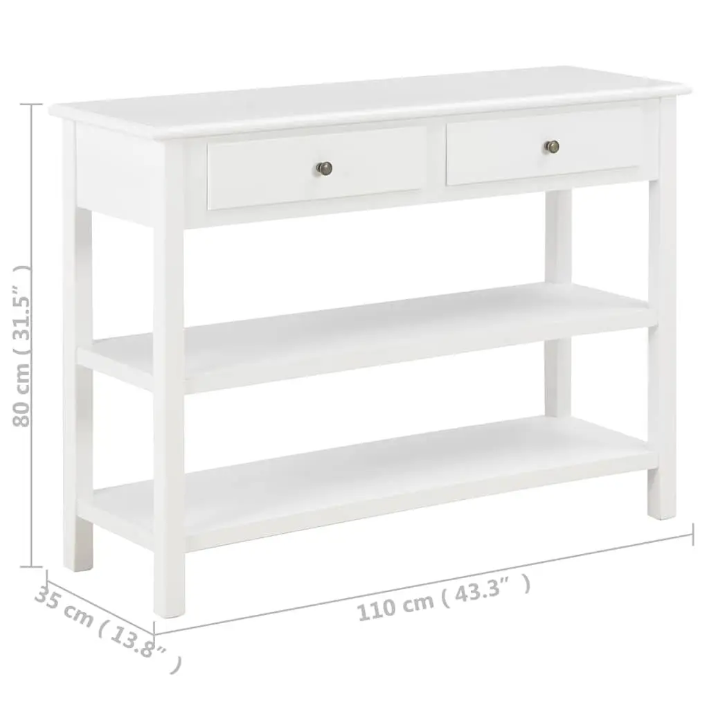 Sideboard White Storage Cabinet 2 Drawers 2 Shelves 110 x 35 x 80 cm