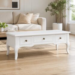 TV Cabinet White 100x35x35 cm Wood Storage Unit with 3 Drawers Living Room