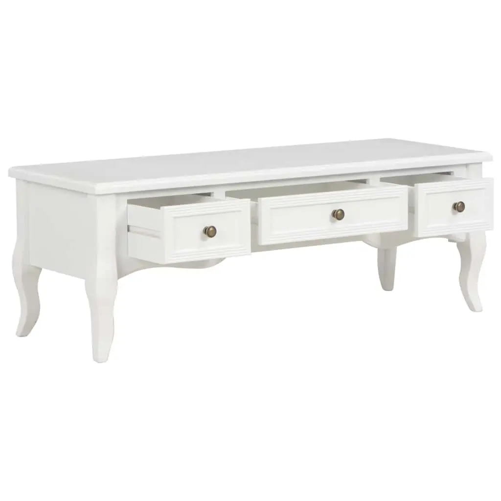 TV Cabinet White 100x35x35 cm Wood Storage Unit with 3 Drawers Living Room