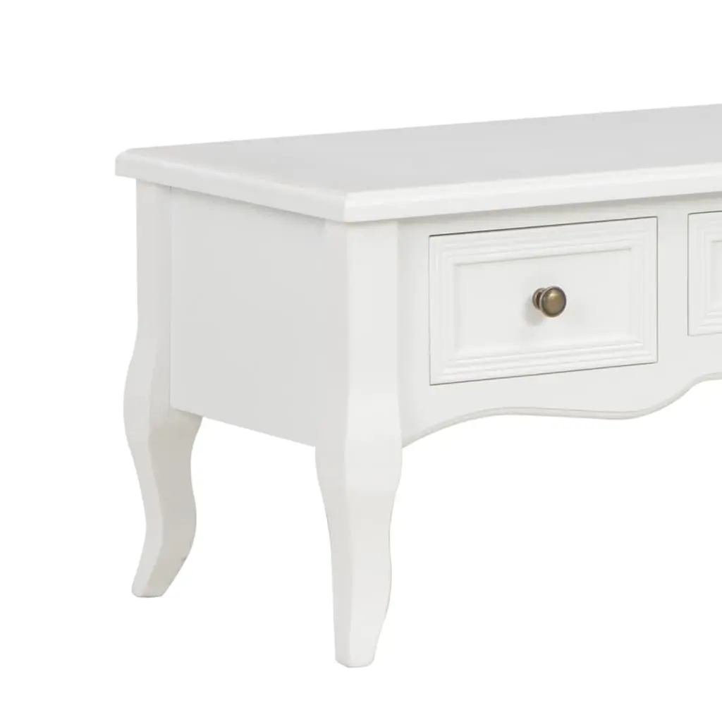 TV Cabinet White 100x35x35 cm Wood Storage Unit with 3 Drawers Living Room