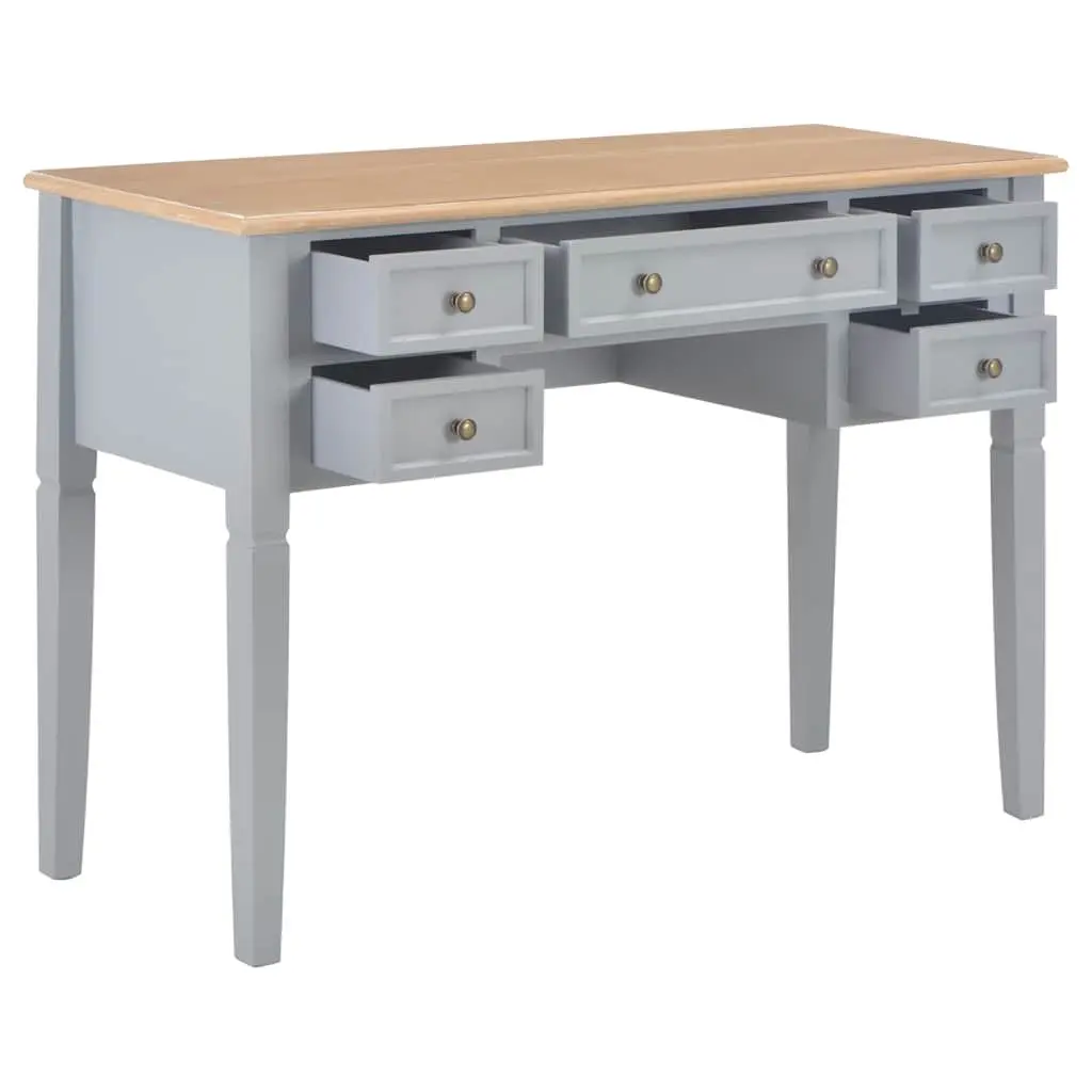 Writing Desk Grey Wood Five Drawer 1095 x 450 x 775 mm