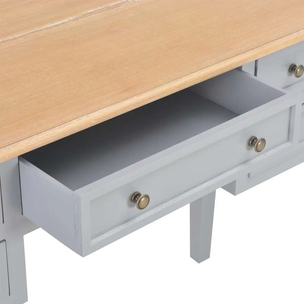 Writing Desk Grey Wood Five Drawer 1095 x 450 x 775 mm