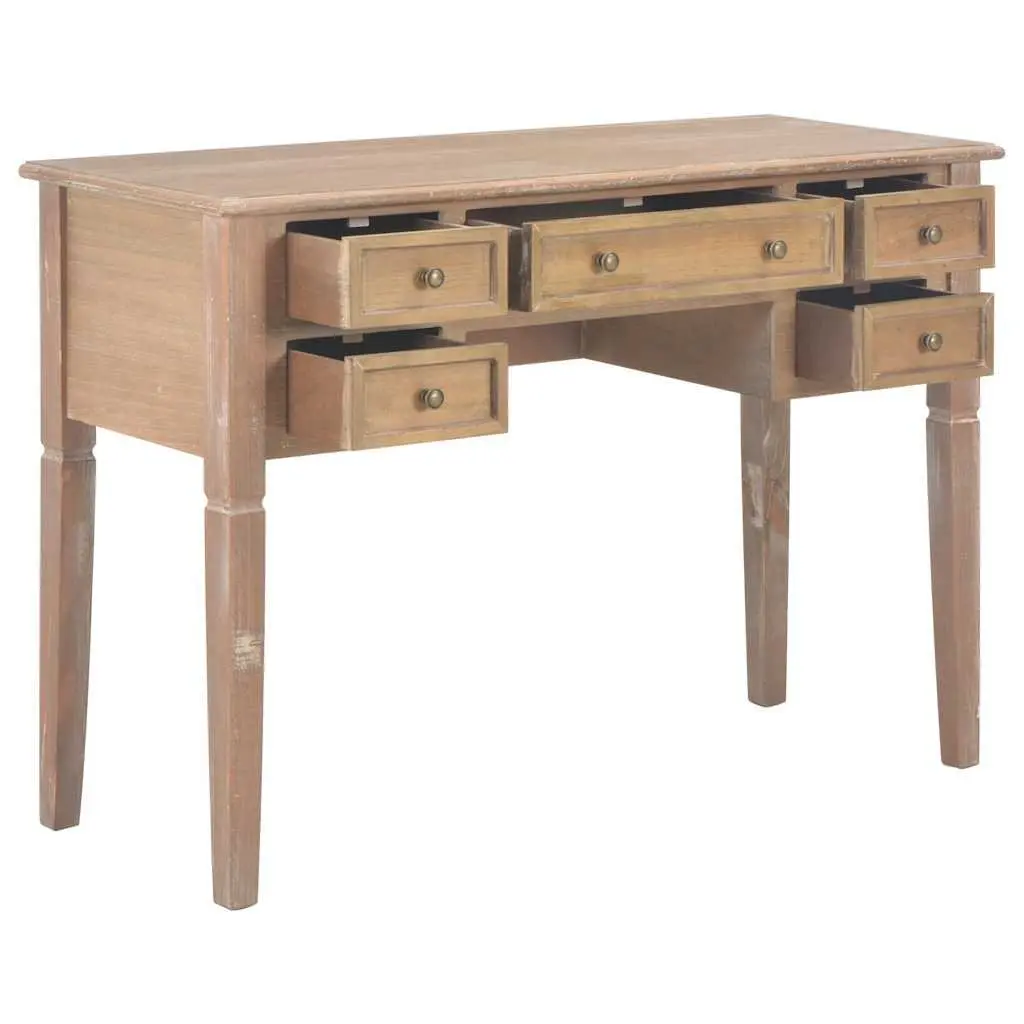 Writing Desk with Drawers Brown Wood Office Study Furniture Storage Desktop