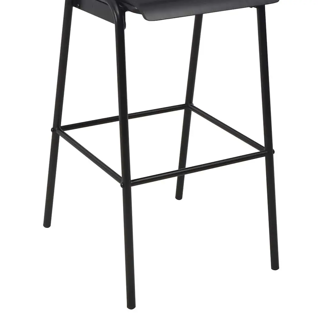 Bar Stools Stackable Black Plywood Kitchen Dining Chairs 2 pcs Steel Legs
