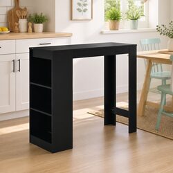 Your New Black Bar Table with Storage - 110x50x103cm