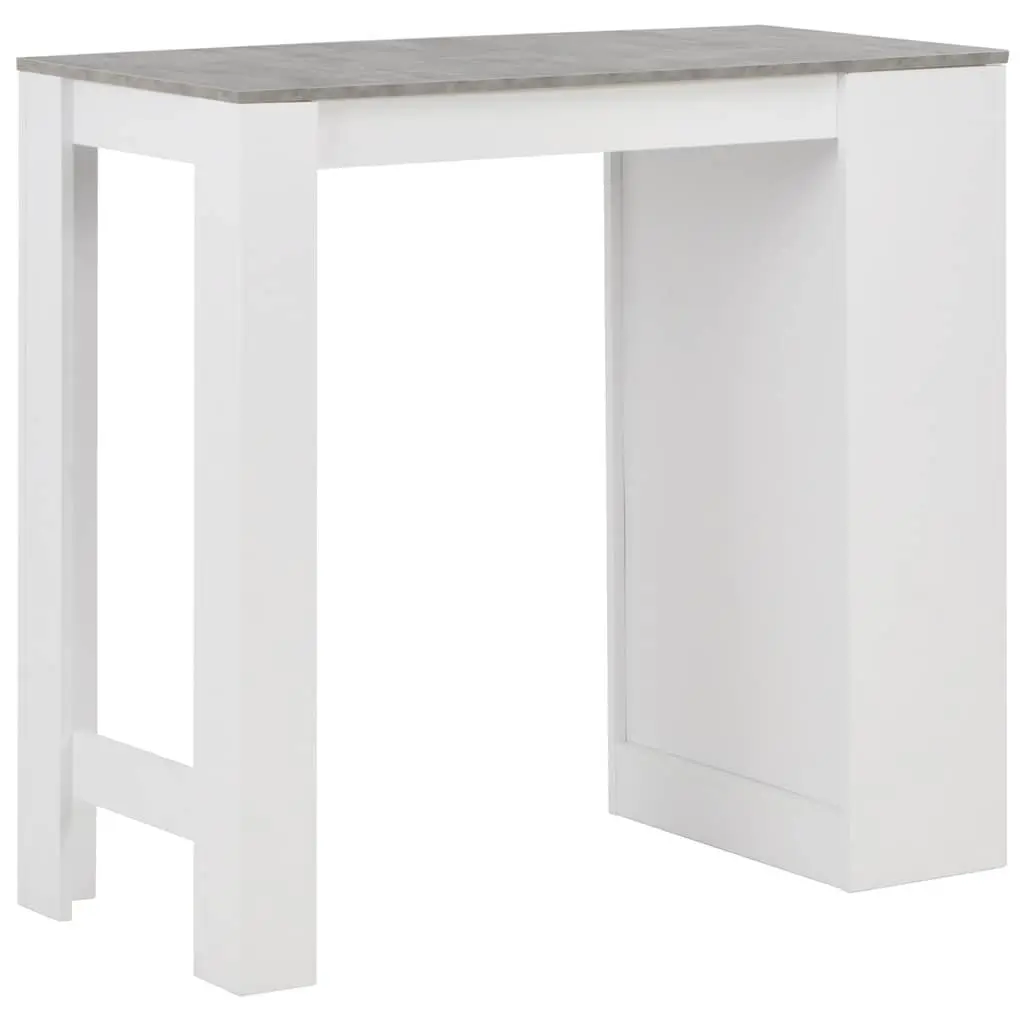 Bar Table with Storage Shelf White Kitchen Dining High Table Space-Saving Design