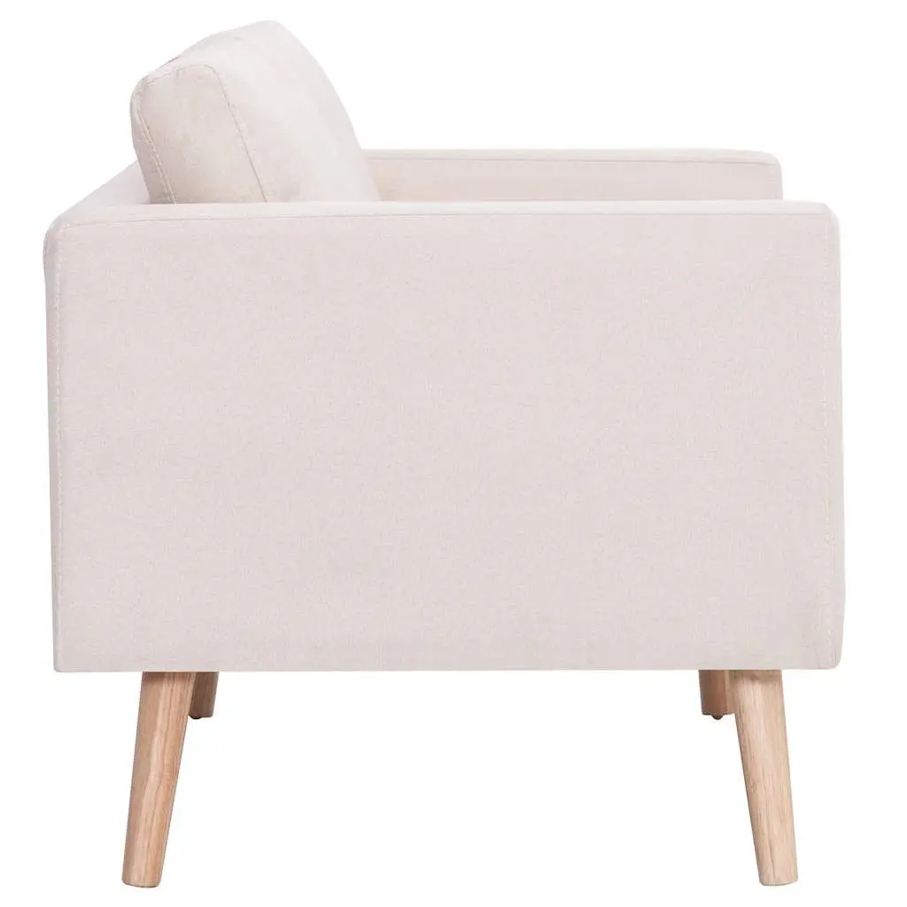Cream Fabric Sofa 2-Seater Wooden Frame Thick Padded Cushions Living Room Couch