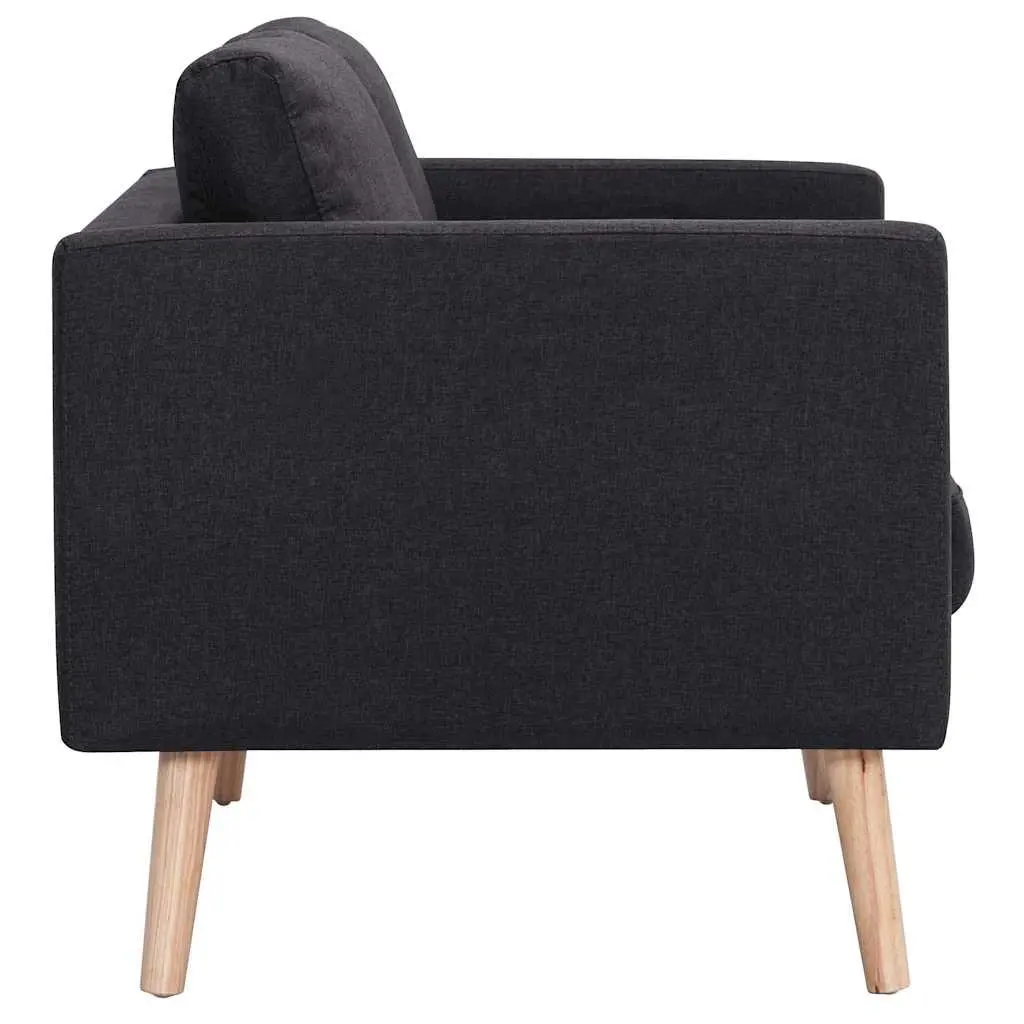 Black Fabric 2-Seater Sofa Couch with Padded Cushions and Removable Covers for Living Room