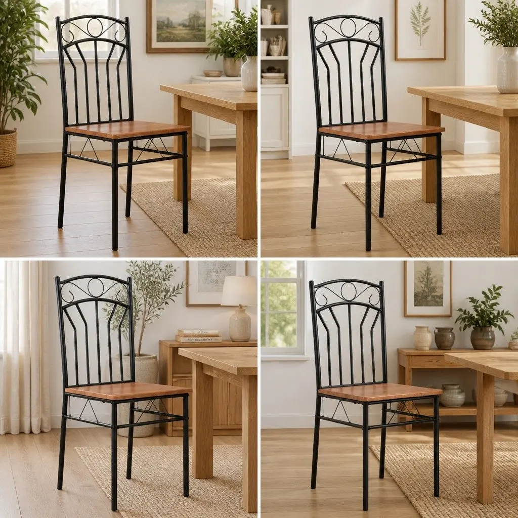 Dining Chairs Set Modern Industrial Style Brown 4 Piece