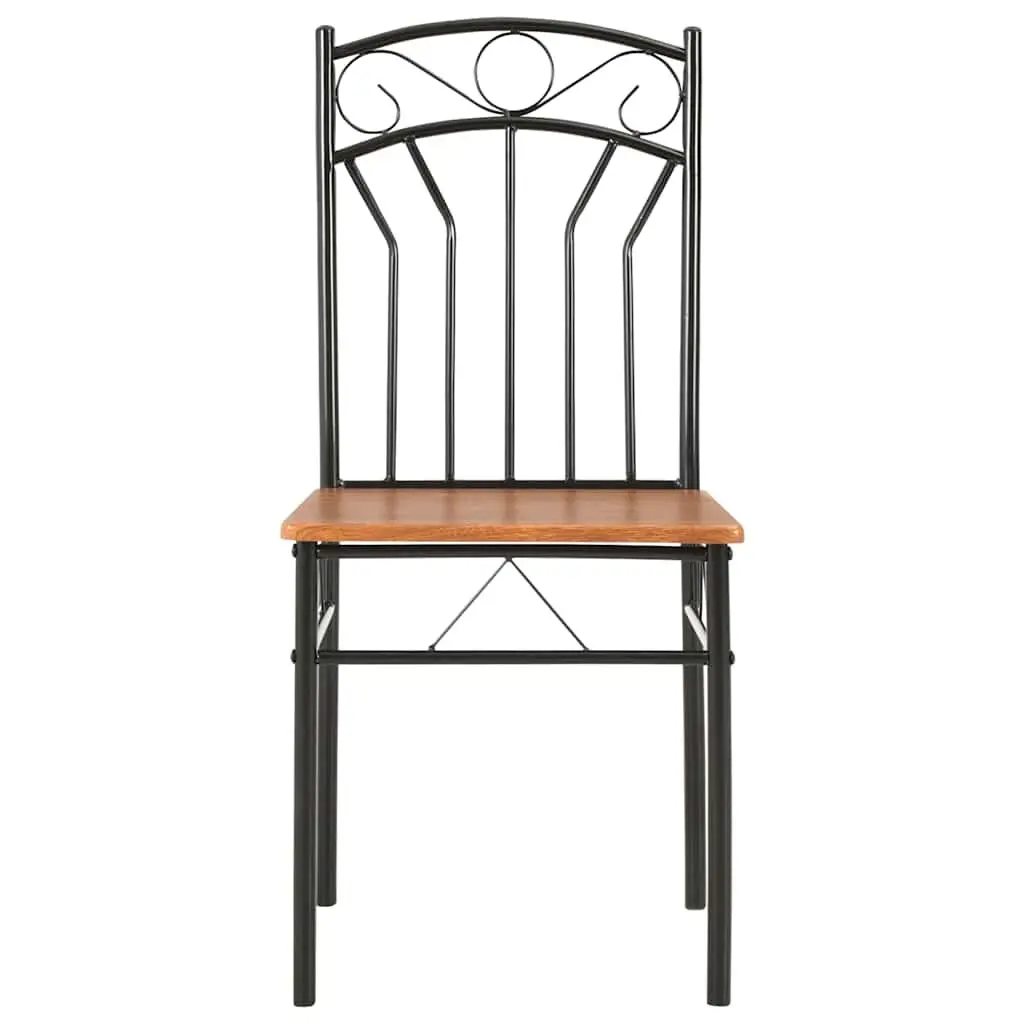 Dining Chairs Set Modern Industrial Style Brown 4 Piece