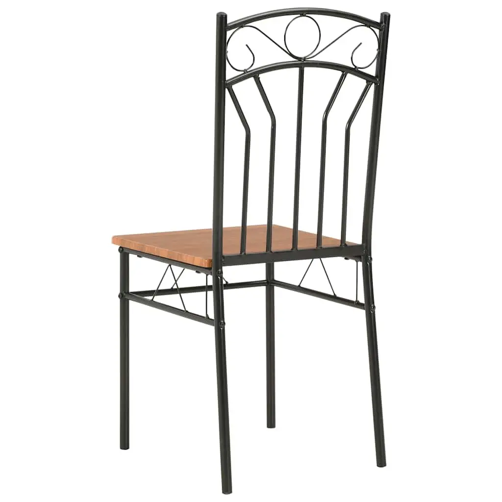 Dining Chairs Set Modern Industrial Style Brown 4 Piece