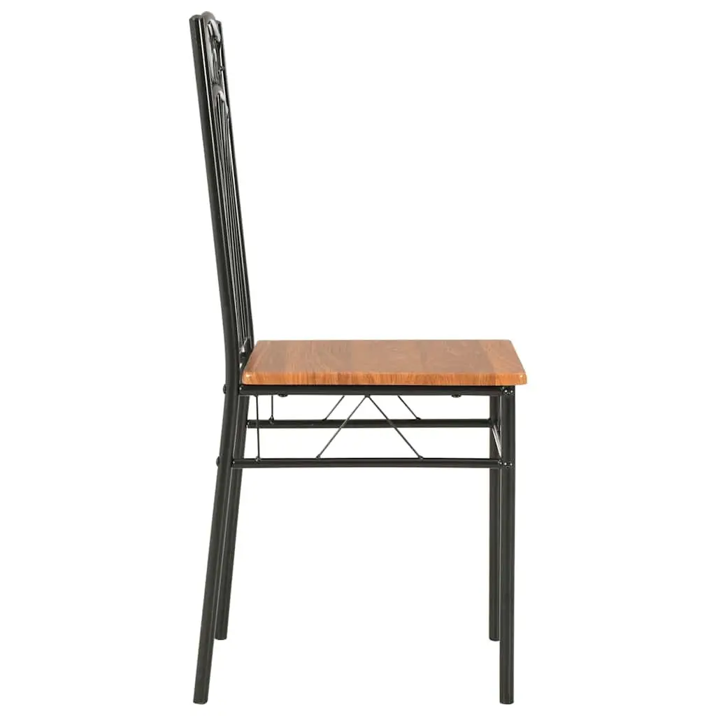 Dining Chairs Set Modern Industrial Style Brown 4 Piece
