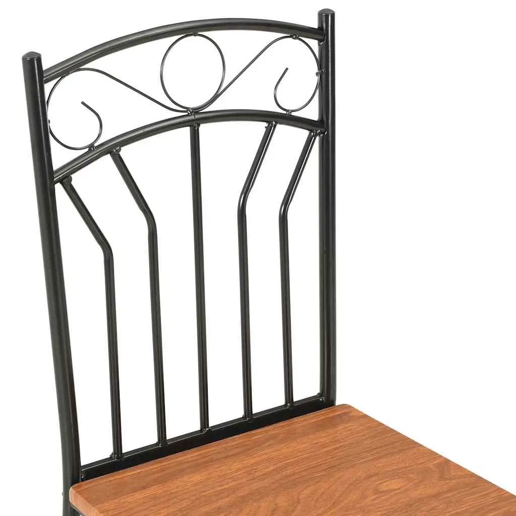 Dining Chairs Set Modern Industrial Style Brown 4 Piece