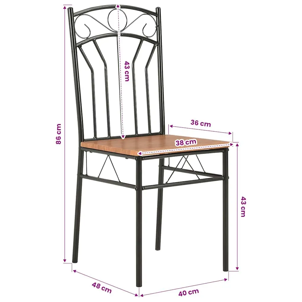 Dining Chairs Set Modern Industrial Style Brown 4 Piece