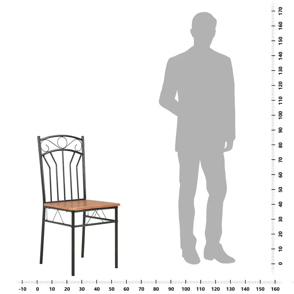 Dining Chairs Set Modern Industrial Style Brown 4 Piece