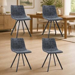 Friendly Set of 4 Faux Leather Dining Chairs in Black