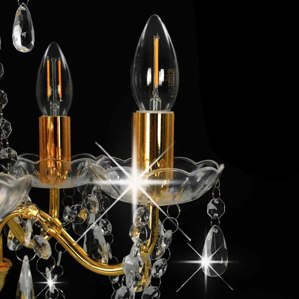 Chandelier with Crystal Beads 5 Arm Round Frame