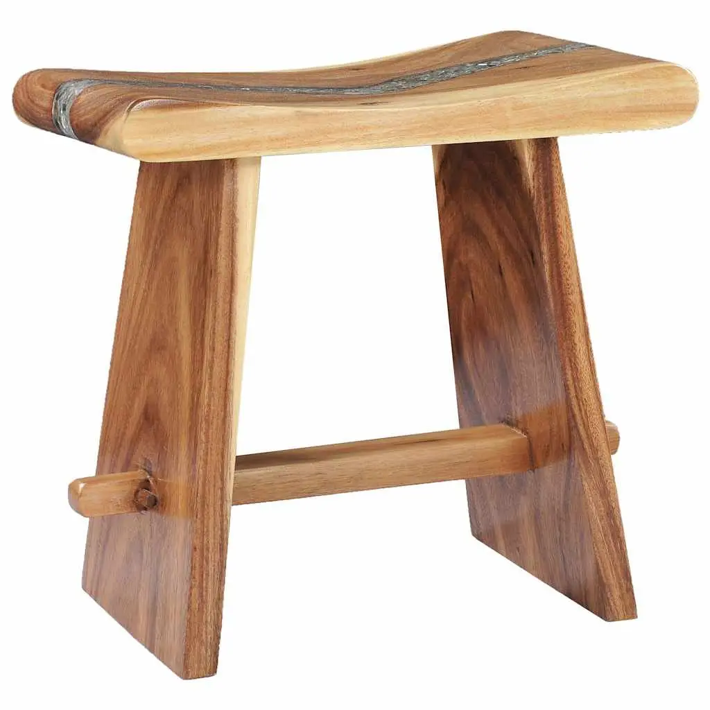 Solid Wood and Polyresin Stool Multicolour Compact Home Decor Side Table Plant