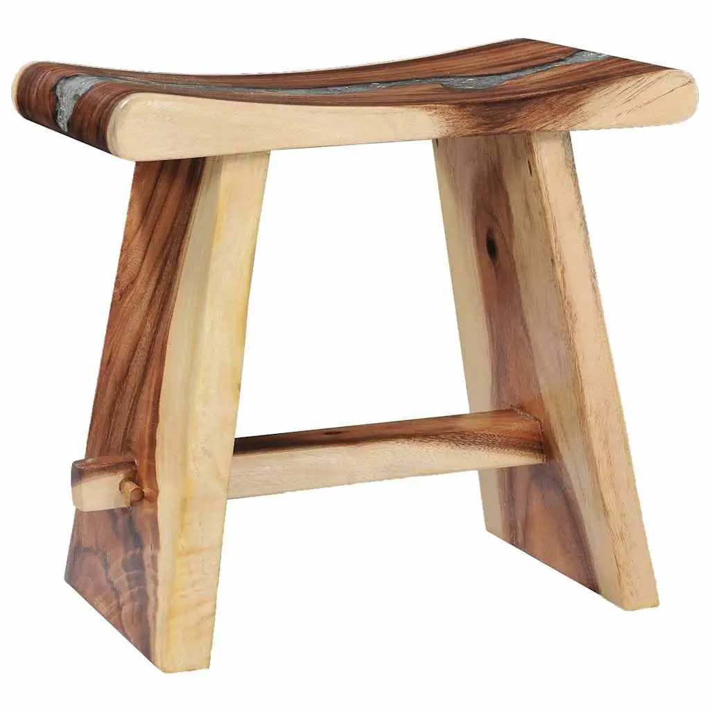 Solid Wood and Polyresin Stool Multicolour Compact Home Decor Side Table Plant