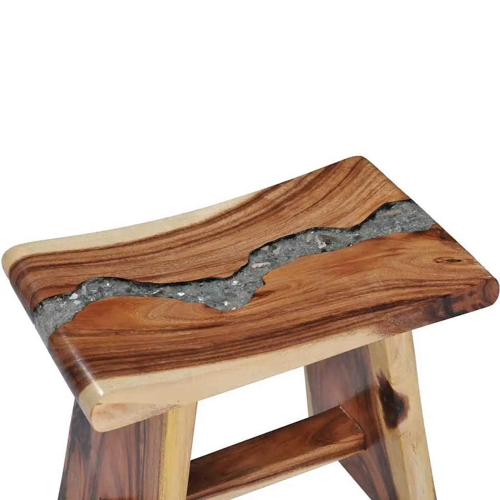 Solid Wood and Polyresin Stool Multicolour Compact Home Decor Side Table Plant