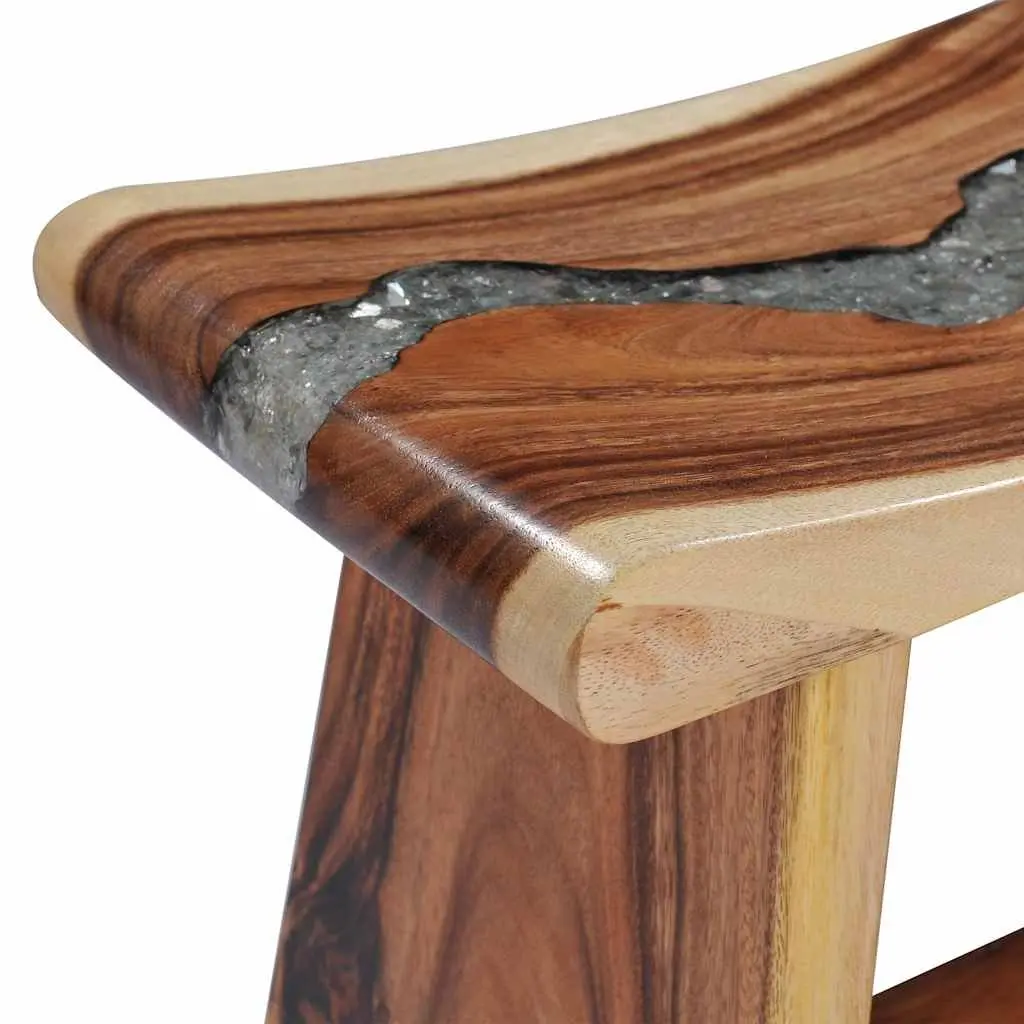 Solid Wood and Polyresin Stool Multicolour Compact Home Decor Side Table Plant