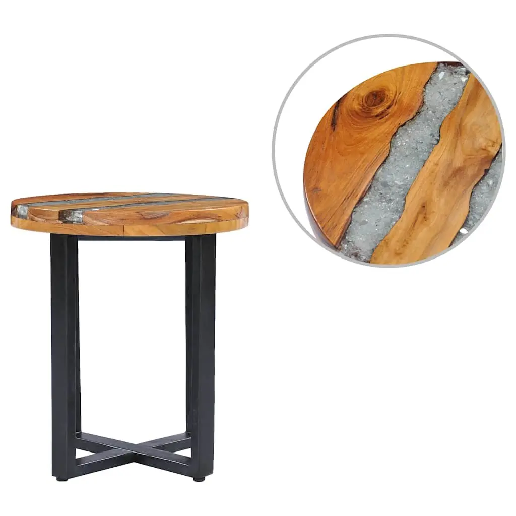 Coffee Table 40x45cm Round Solid Teak Wood Mango Wood Polyresin Side Table