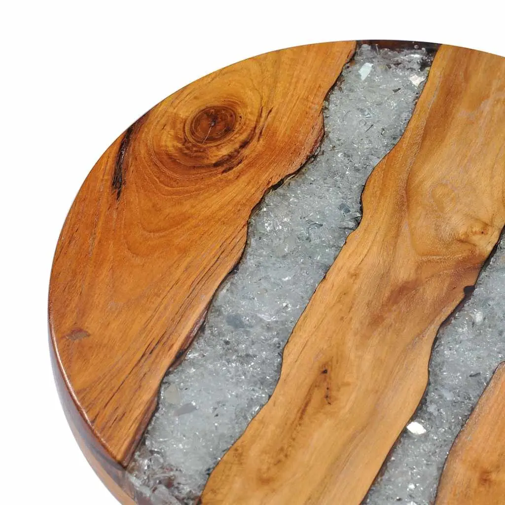 Coffee Table 40x45cm Round Solid Teak Wood Mango Wood Polyresin Side Table