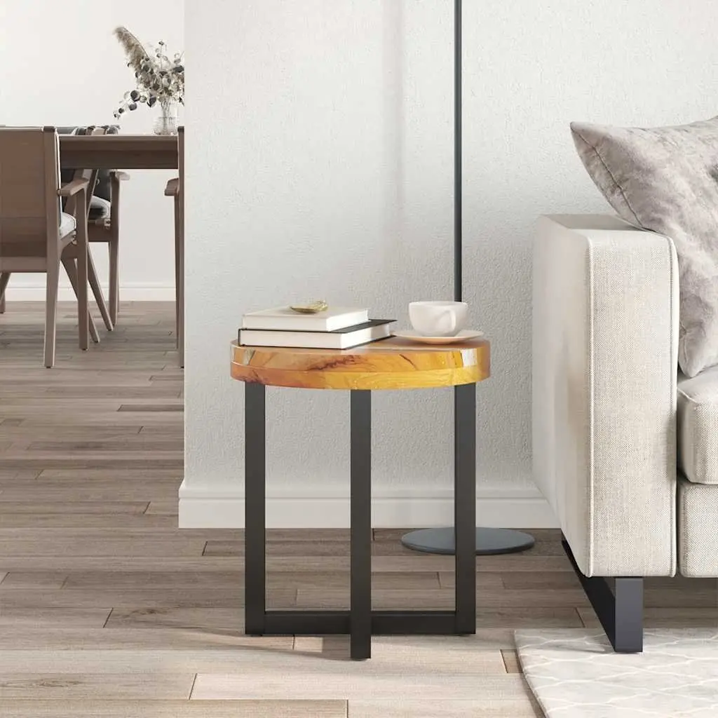 Coffee Table 40x45cm Round Solid Teak Wood Mango Wood Polyresin Side Table