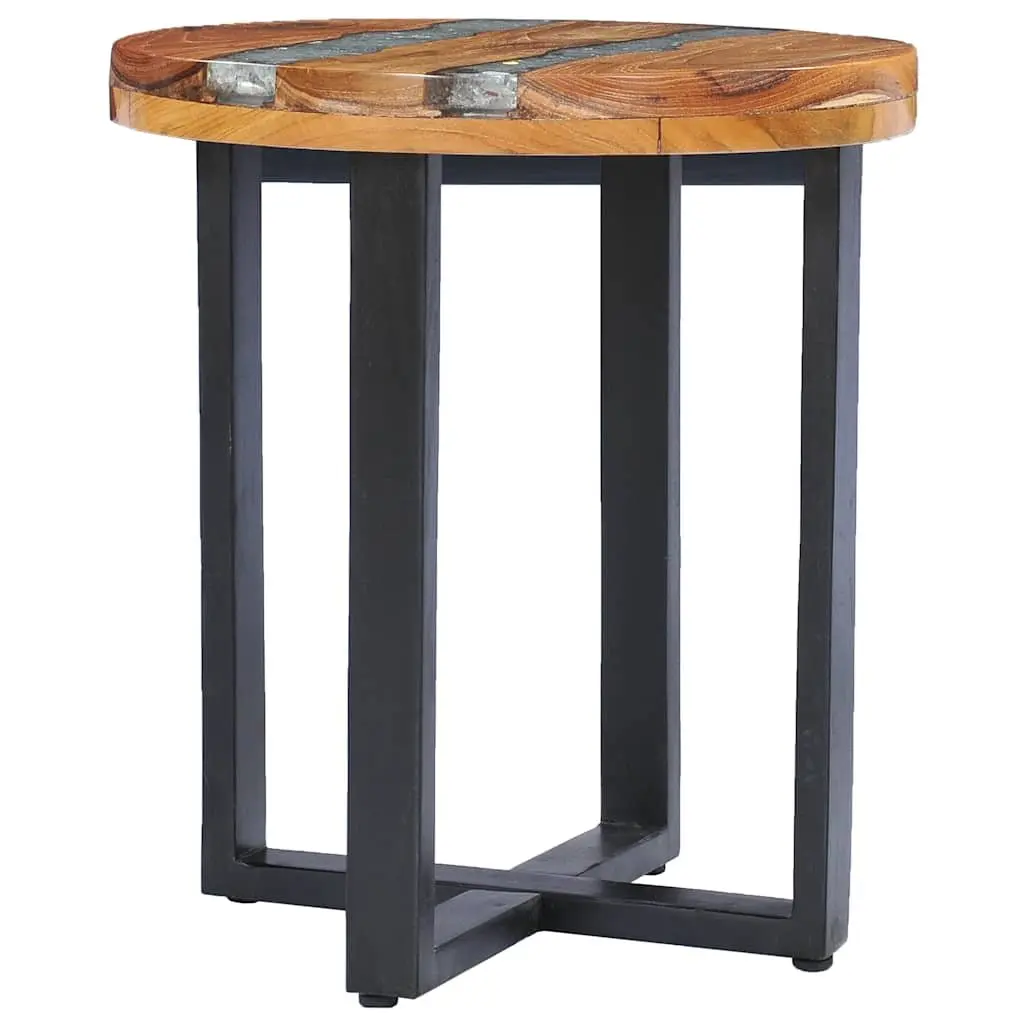 Coffee Table 40x45cm Round Solid Teak Wood Mango Wood Polyresin Side Table