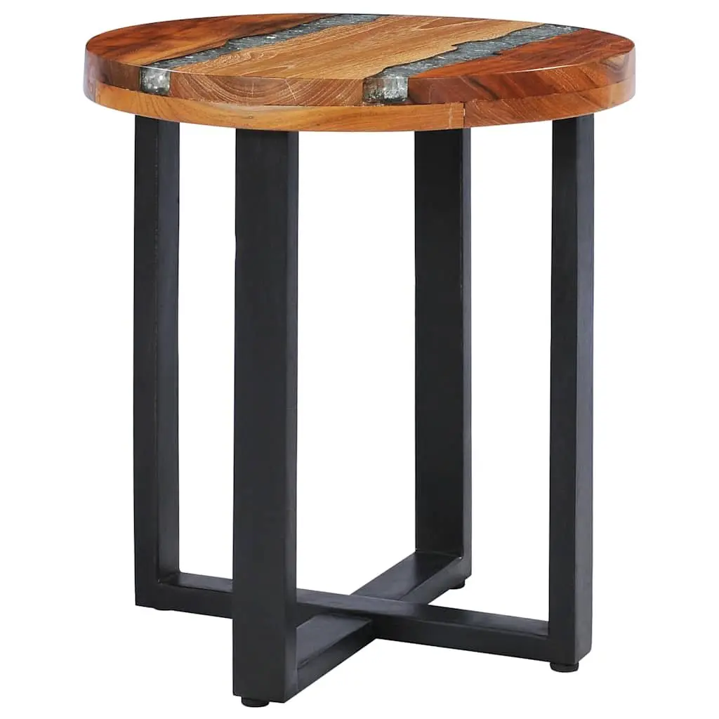 Coffee Table 40x45cm Round Solid Teak Wood Mango Wood Polyresin Side Table