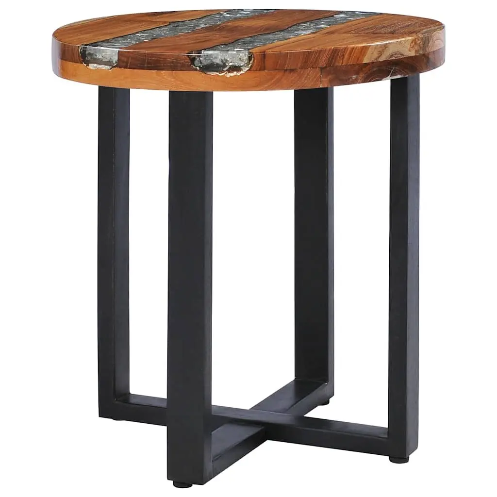 Coffee Table 40x45cm Round Solid Teak Wood Mango Wood Polyresin Side Table