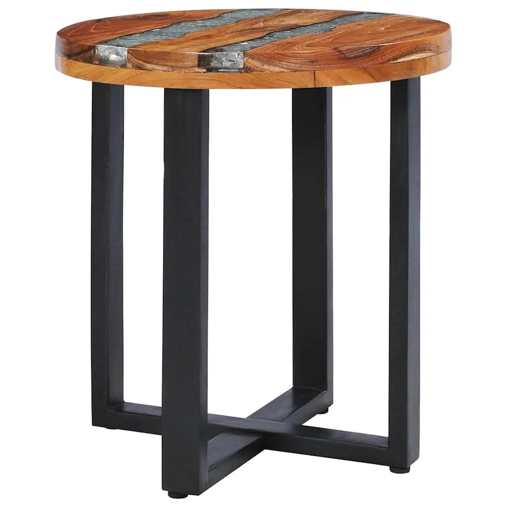 Coffee Table 40x45cm Round Solid Teak Wood Mango Wood Polyresin Side Table