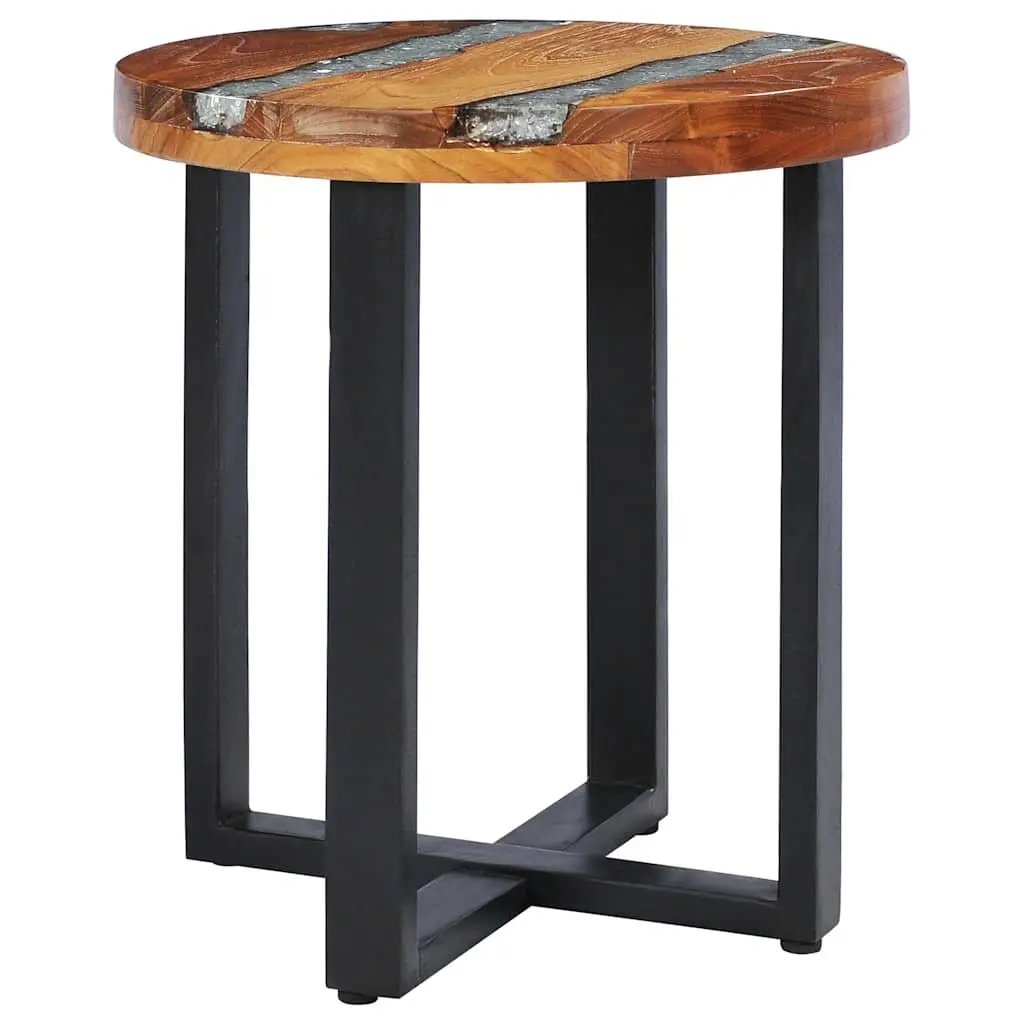 Coffee Table 40x45cm Round Solid Teak Wood Mango Wood Polyresin Side Table