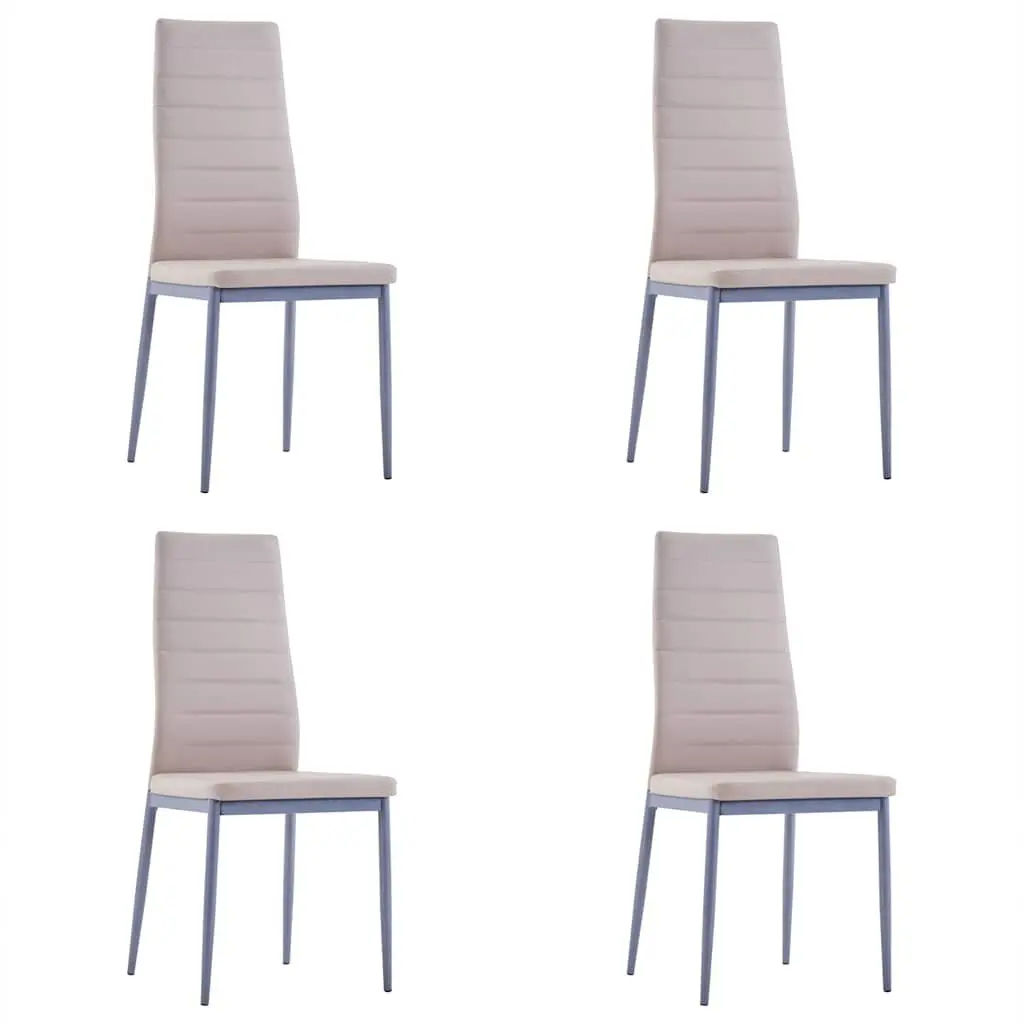 Dining Table Set Modern Glass Top 5 Piece Beige