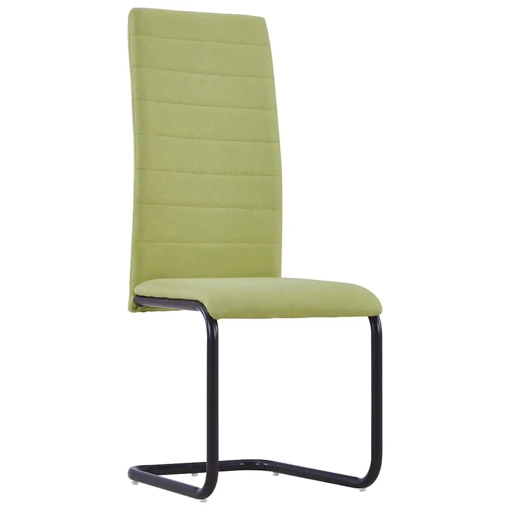Dining Chairs Cantilever Green Fabric Set of 4