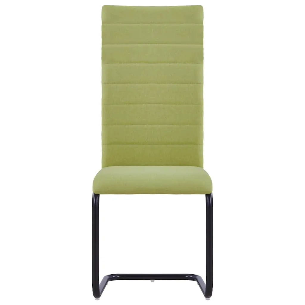 Dining Chairs Cantilever Green Fabric Set of 4