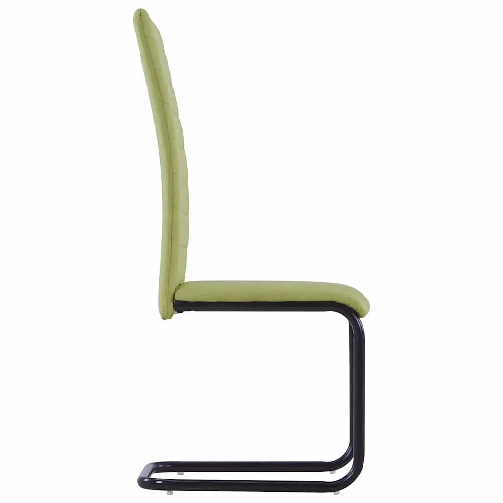 Dining Chairs Cantilever Green Fabric Set of 4