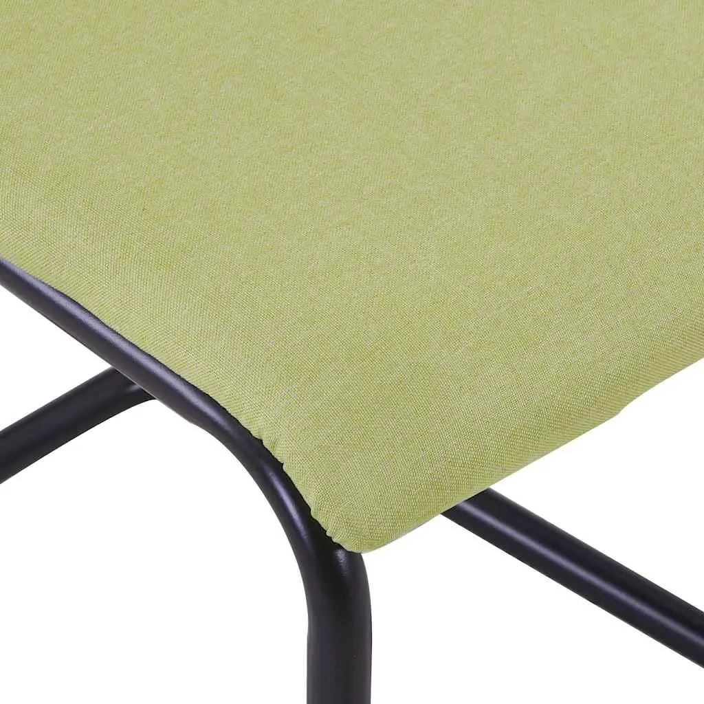 Dining Chairs Cantilever Green Fabric Set of 4